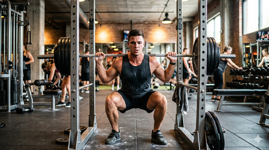 Ein Sportler steht vor zwei Kettlebells und symbolisiert Fitness-Mythen