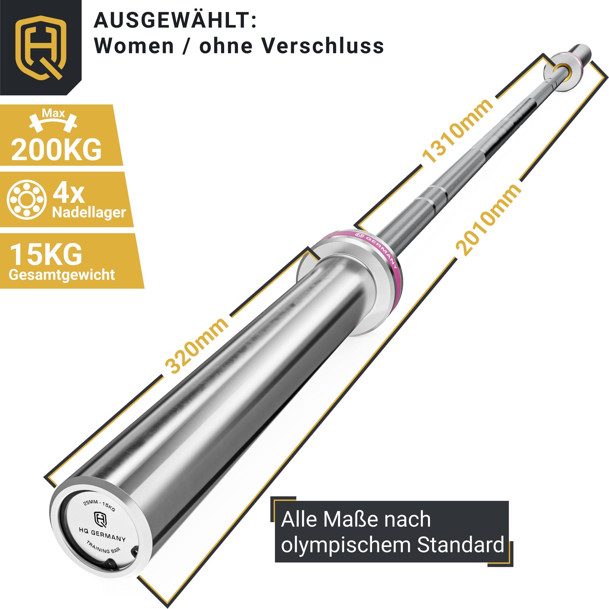 HQ Germany Langhantel 50mm - Olympia Hantelstange 13kg Für Krafttraining