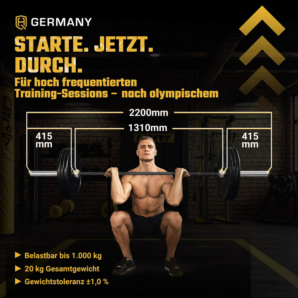 Performance Weightlifting Langhantelstange | 220cm | 1.000kg